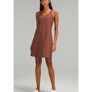 LULULEMON Classic Fit Cotton Blend Scoop Dress Copper Brown Jersey Knit Size 8